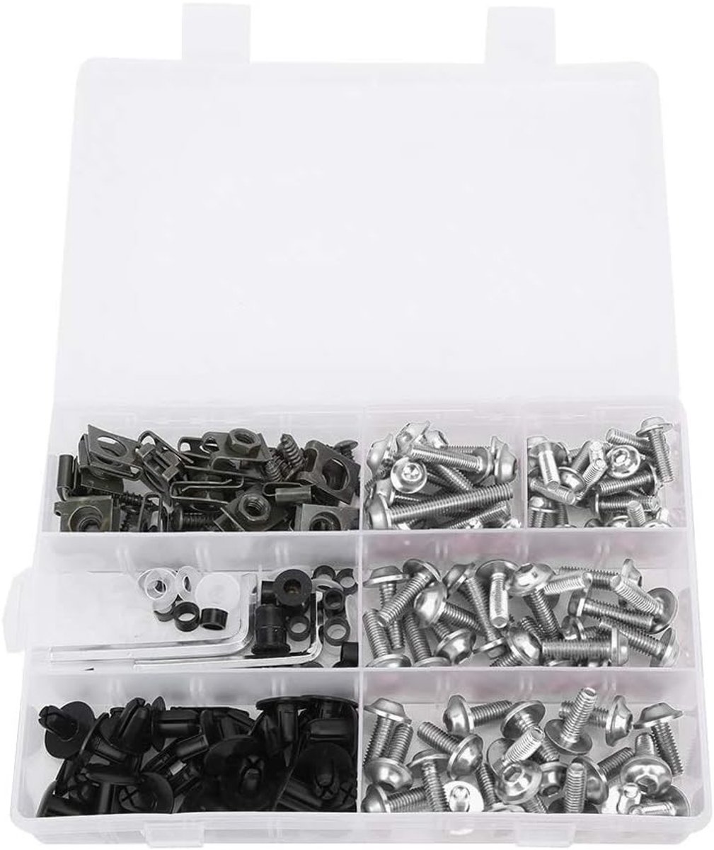 Ejoyous Motorcycle Fairing Screws Set, 198pcs M5 M6 Motorcycle Windshield Screws Fasteners Universal Bicycle Fairing - ShopVlot