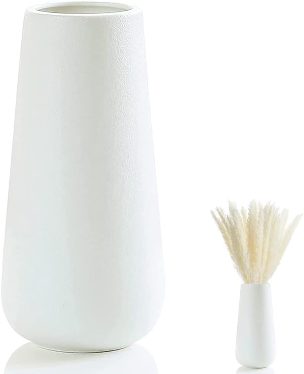 White Ceramic Vases, White Vase Design, Modern, Decorative Flowers Decorative, Modern Home Decor Living Room Office - ShopVlot