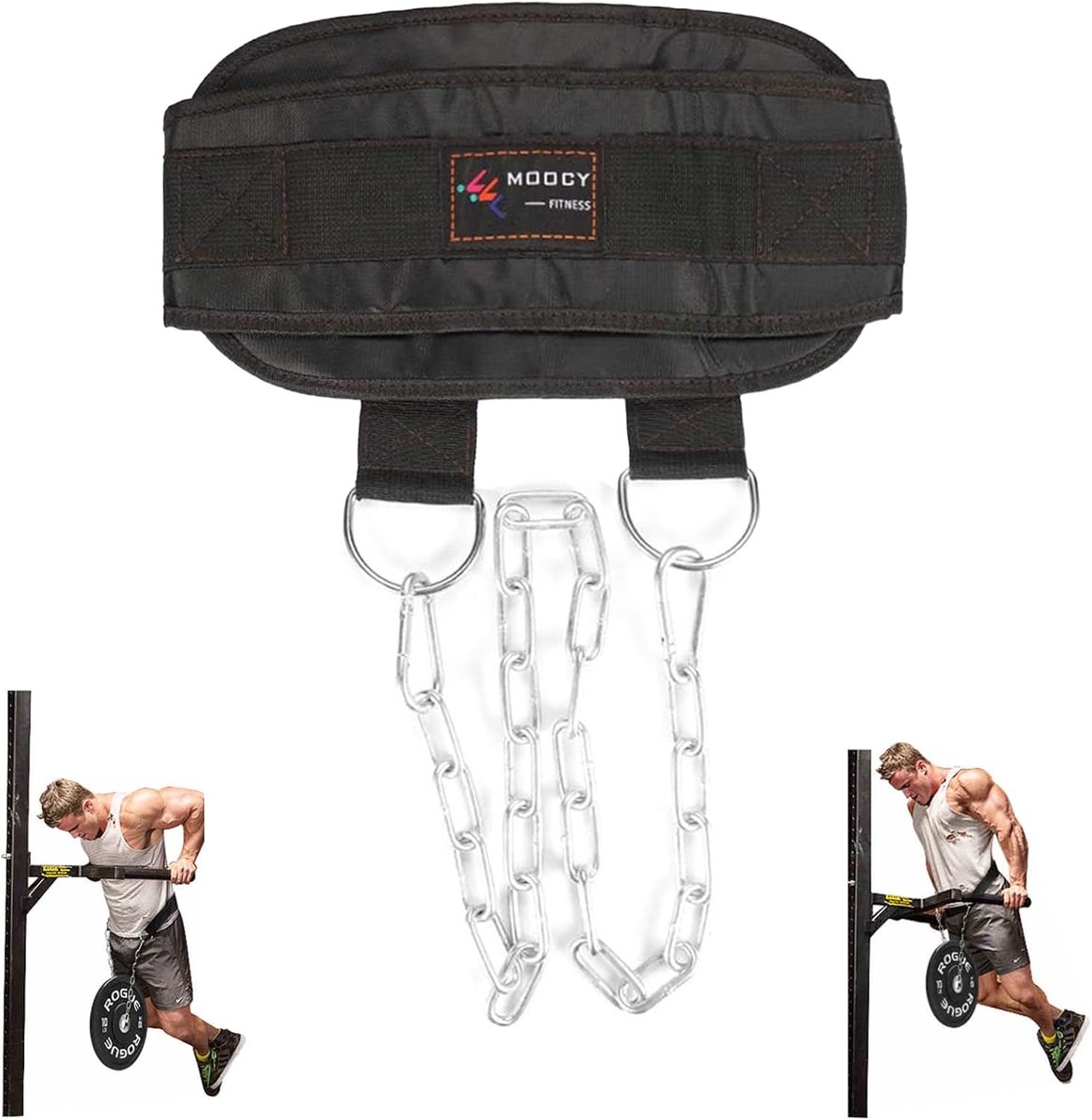 Dip Belt with Chain for Weightlifting, Pullups, Powerlifting, Crossfit and Bodybuilding Training, Long, Heavy Steel - ShopVlot