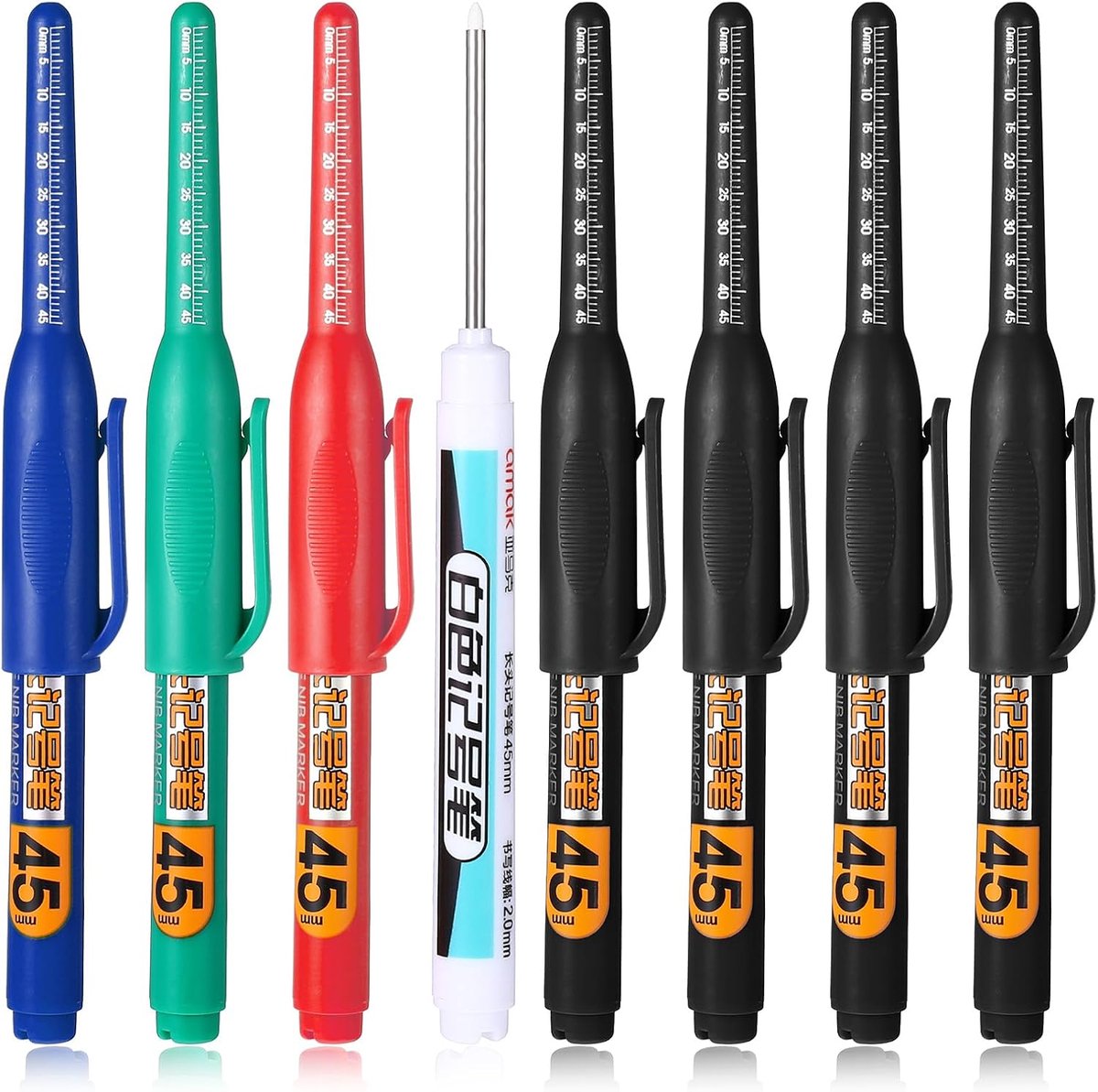 Ptwola 8pcs Deep Hole Markers, 45mm Waterproof Tip Highlighter, Hole Markers, Drawing Pen, Extra Long Depth Hole - ShopVlot