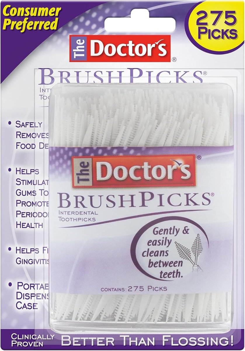 The Doctor's BrushPicks Interdental Toothpicks, 275 Picks - ShopVlot