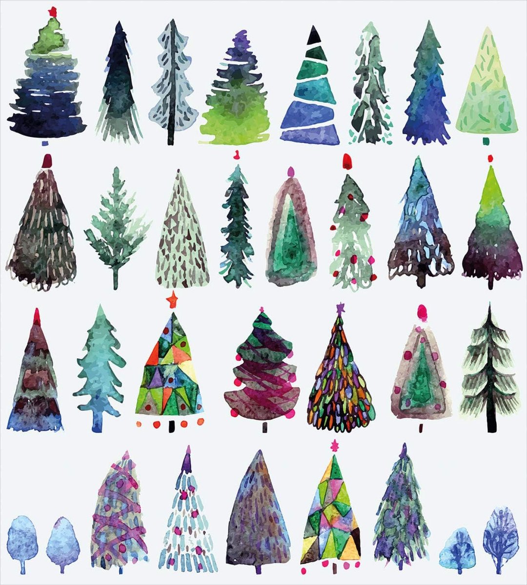 ABAKUHAUS Christmas Duvet Cover Set, Watercolor Spruce, Decorative Piece Bed Set with Decorative Cover, 130 x 200 cm - ShopVlot