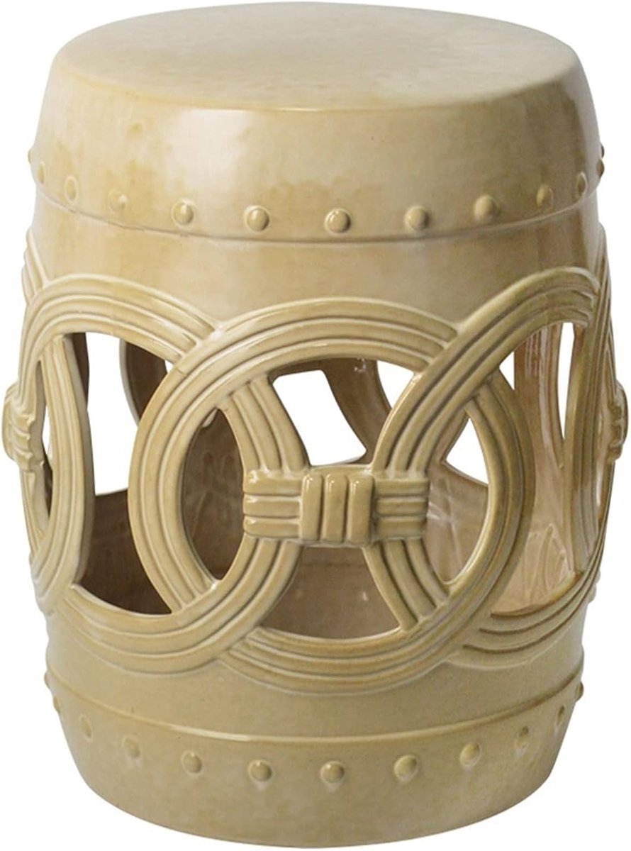 Decorative Ceramic Garden Stool, Hollow Laicai Copper Money Round Stool, Suitable for Living Room, Balcony, Garden - ShopVlot