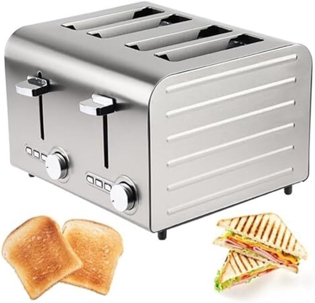 Vierdelige, volledig roestvrijstalen multifunctionele verwarming, ontdooien, bakken, sandwich en toastfornuis - ShopVlot