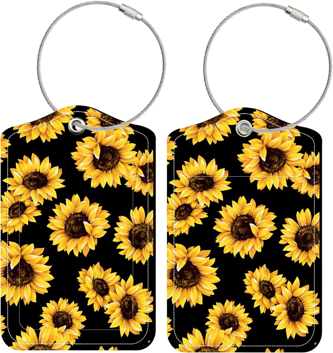 SUNDEE Luggage Tags for Suitcase TSA Approved, 2 Pcs PU Leather Travel Cruise Luggage Tag with Privacy Flap, Printed - ShopVlot