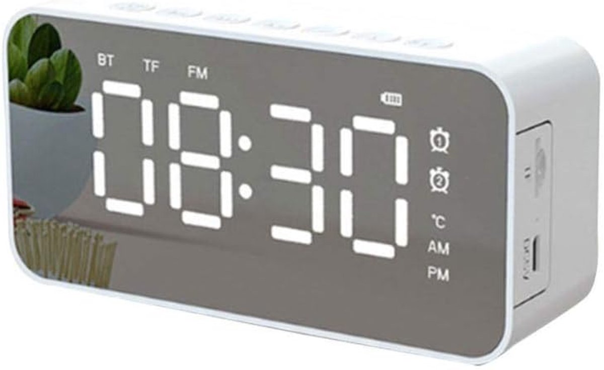 Built-in wireless TF card MIC home rearview mirror alarm clock subwoofer portable USB rechargeable bluetooth speaker - ShopVlot