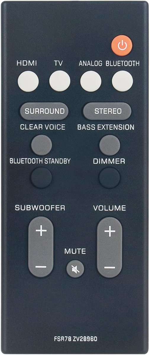 ALLIMITY FSR78-ZV28960 Replacement Remote Control Fit For Yamaha Soundbar ATS-1070 YAS-207 ATS-1060 YAS-107 NS-WSW42 - ShopVlot