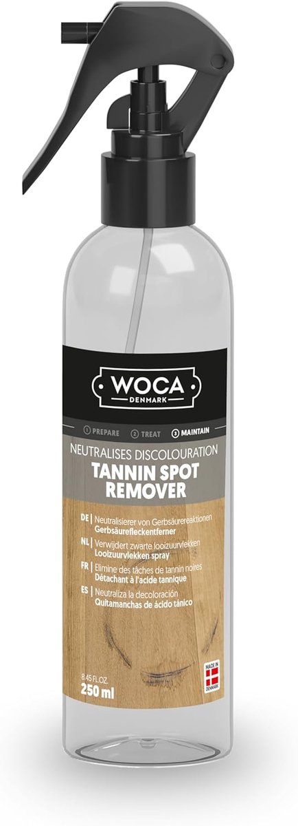 WOCA Denmark Tannic Acid Spray 250 ml for Removing Black Water Stains on Oak Wood Floors - ShopVlot