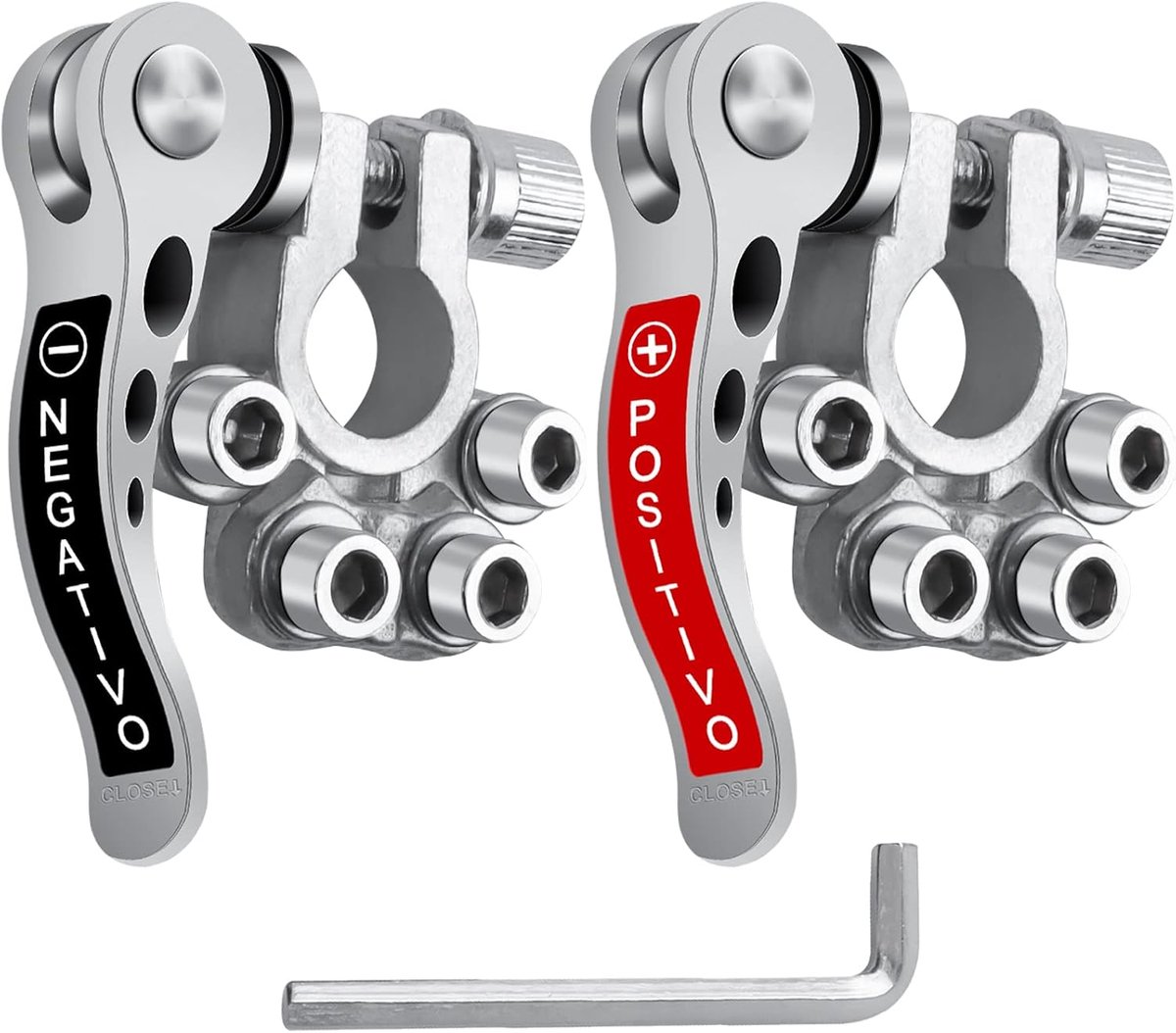 Bolatus Pack of 2 Battery Clamps, Battery Terminal, Car Connectors, Sharp Load, Positive and Negative Battery - ShopVlot