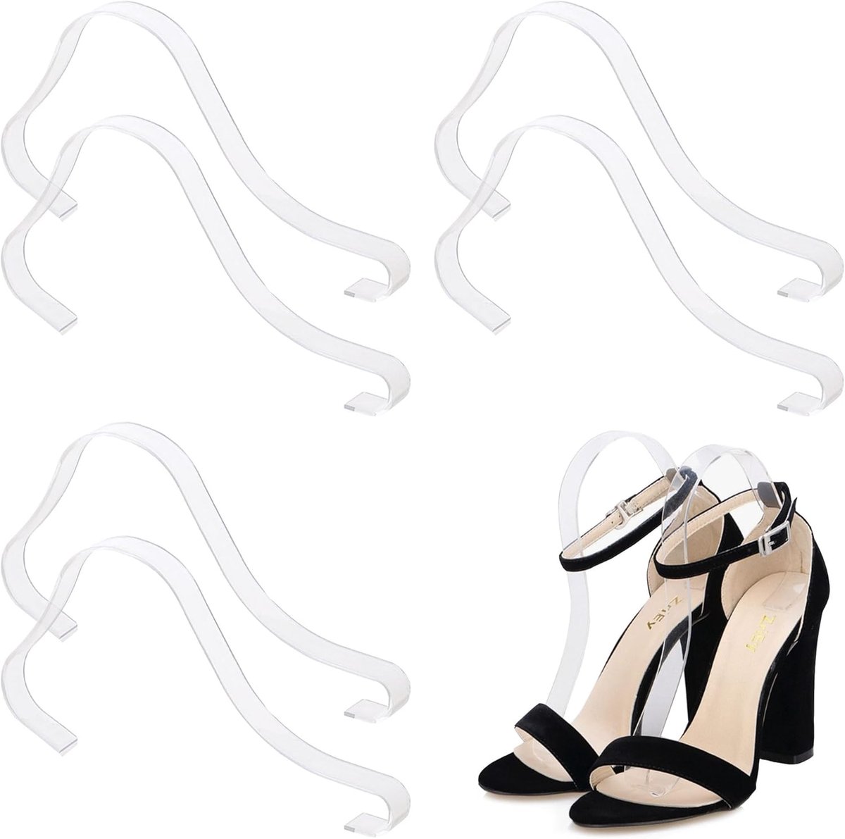 6pcs Transparent Sandal Support Shoe Stand Organic Acrylic Clear Sandals Stand Sandals Shoes Presentation Elastic Bag - ShopVlot