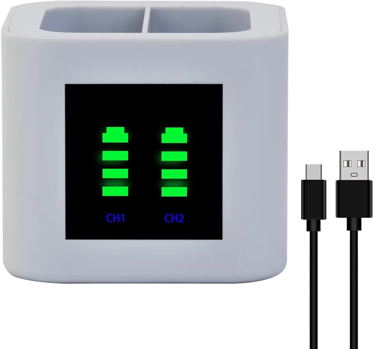Dual Battery Charging Station with Dual Port (USB-C) – Compatible with Ring Spotlight Cam, Video Doorbell 2/3/4/3 - ShopVlot