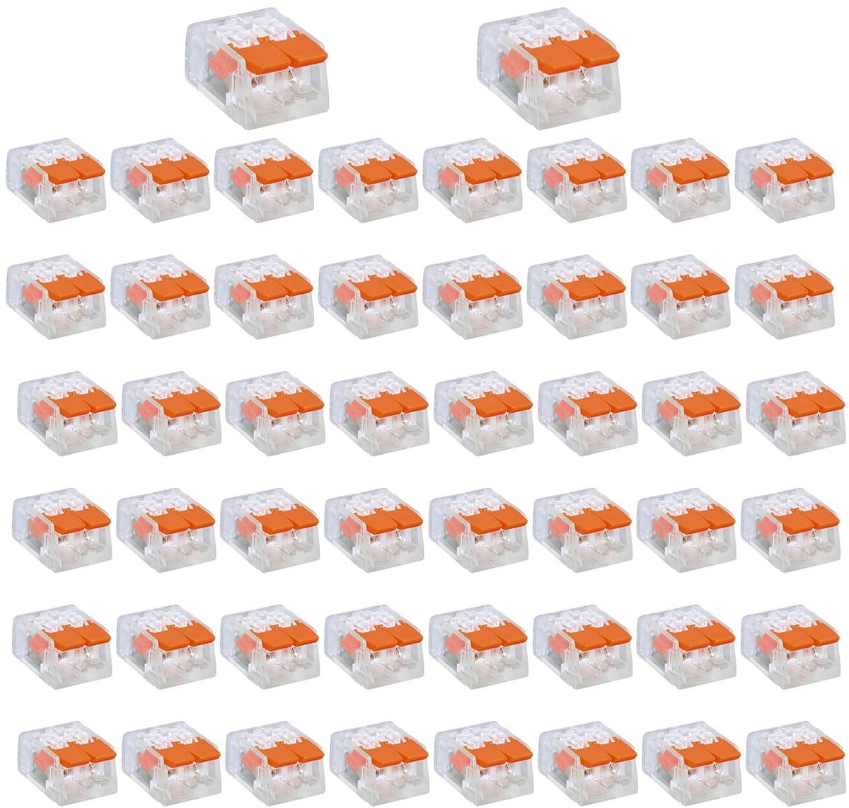 Pack of 50 Cable Connectors, Electrical Cable Clamps, Connection Clamp with Control Lever, Cable Clamps 2-Pole, 4 mm² - ShopVlot