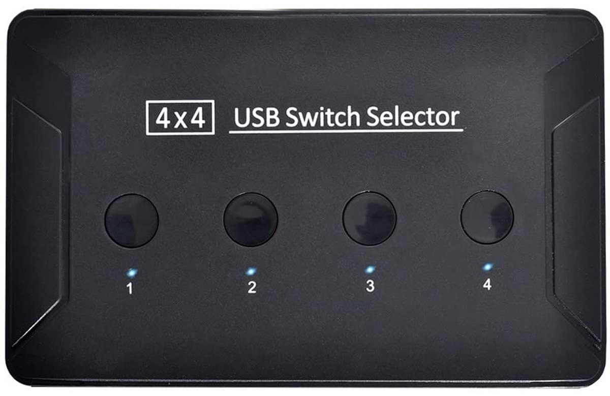 Cablecc KVM USB 2.0 Switch Selector 4 Port PCs parts 4 devices for Keyboard Mouse Scanner Printer - ShopVlot