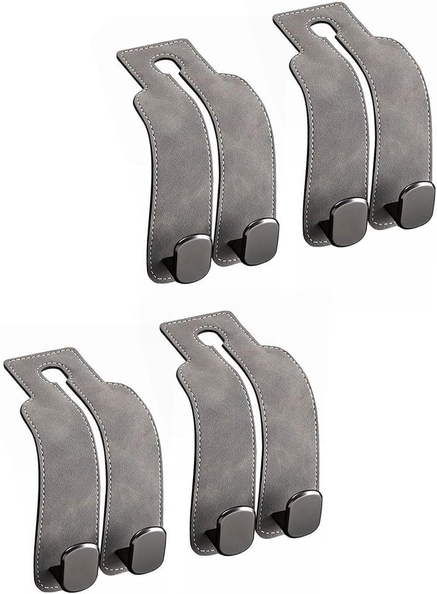 Set van 4 autostoelhaken - multifunctionele leren haken - elegant design - ideaal voor het ophangen van tassen - ShopVlot