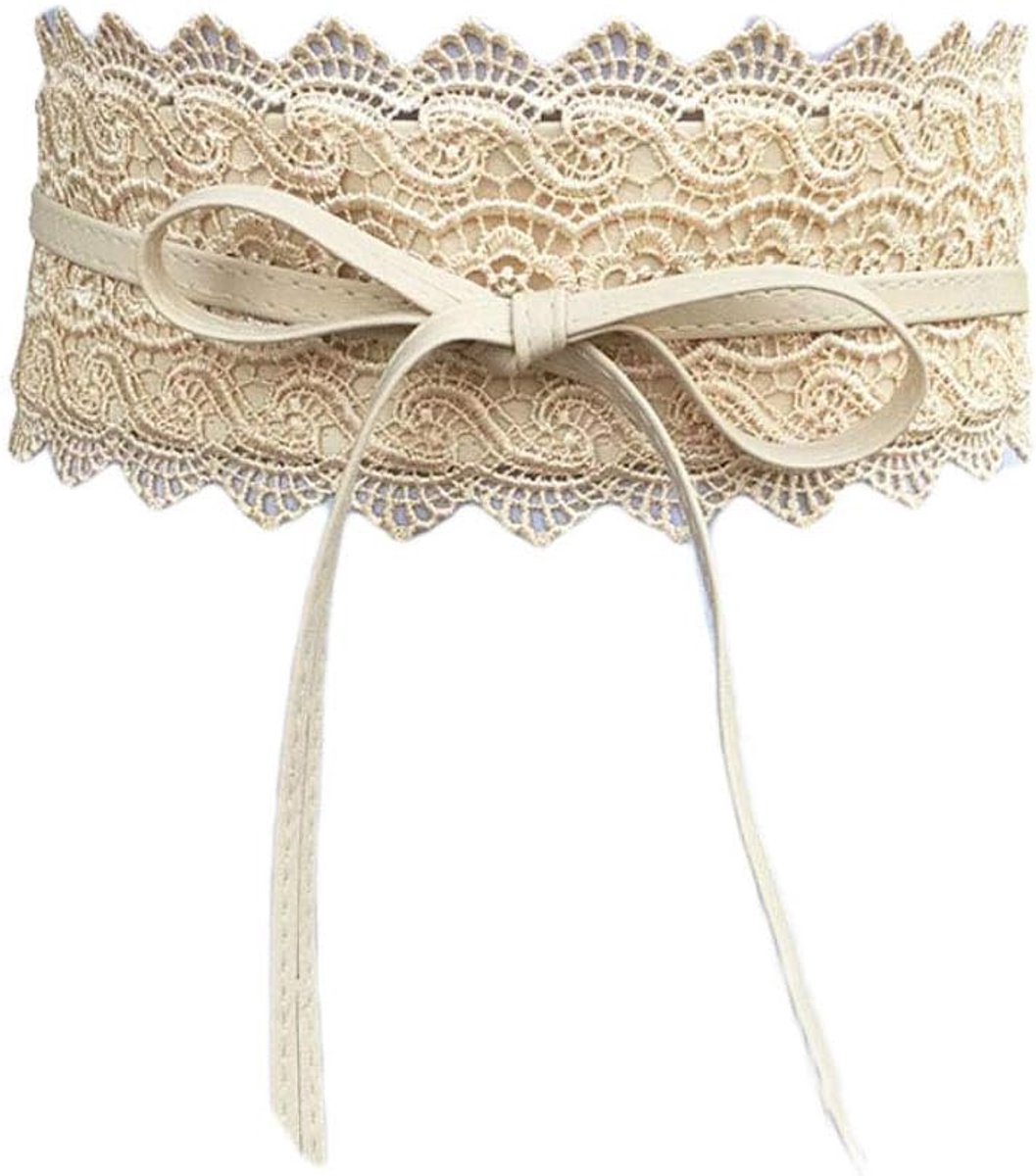 Oyccen Ladies Lace Wide Belt Dress Decoration Belt Bowknot Waist Band Wedding Band, One Size - ShopVlot