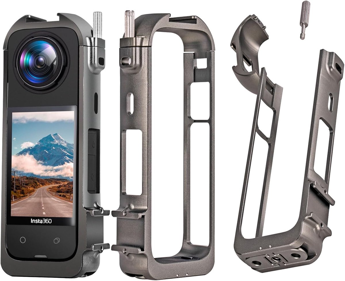 CERFFOOL 1/4 Aluminum Alloy Cage for Insta360 X4 Protective Frame to Protect Action Camera Accessories Cover Adapter - ShopVlot