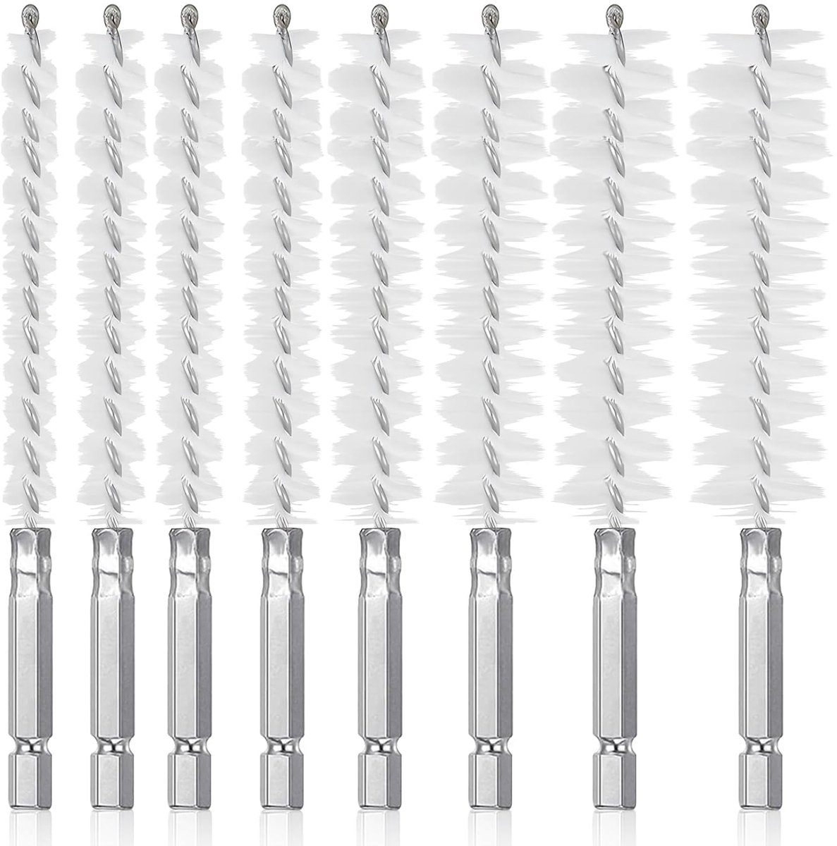 8pcs Nylon Drill Brush, VEINARDYL 8 Sizes Brushes Twisted Wire Cleaning Brush with Handle 6.35mm Hex Shank for Power - ShopVlot