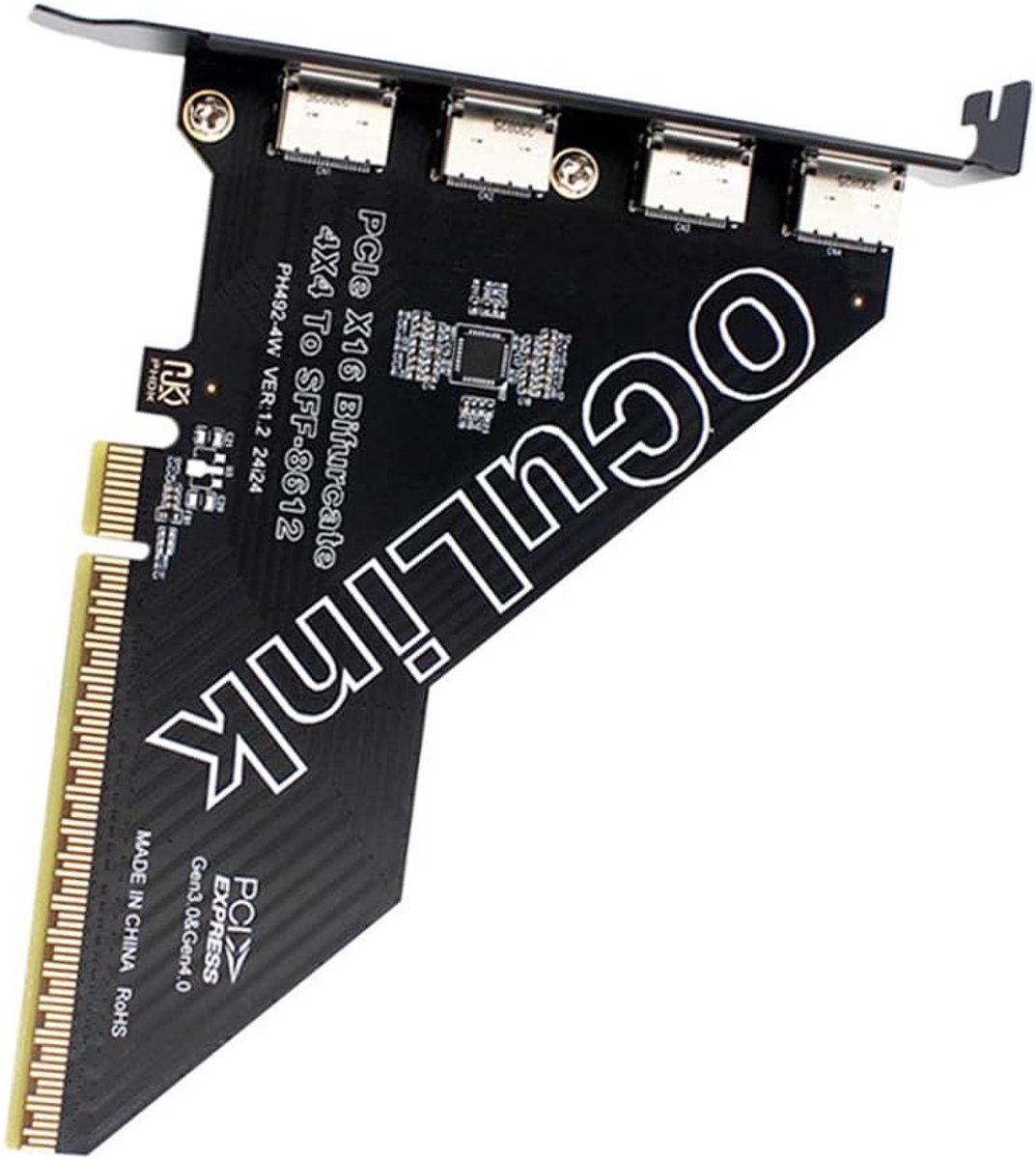Adapter PCI-Express 4.0 PCIE 16x Detachable to Four Oculink SFF-8612 SFF-8611 External VROC Raid0 Adapter for U.2 SSD - ShopVlot
