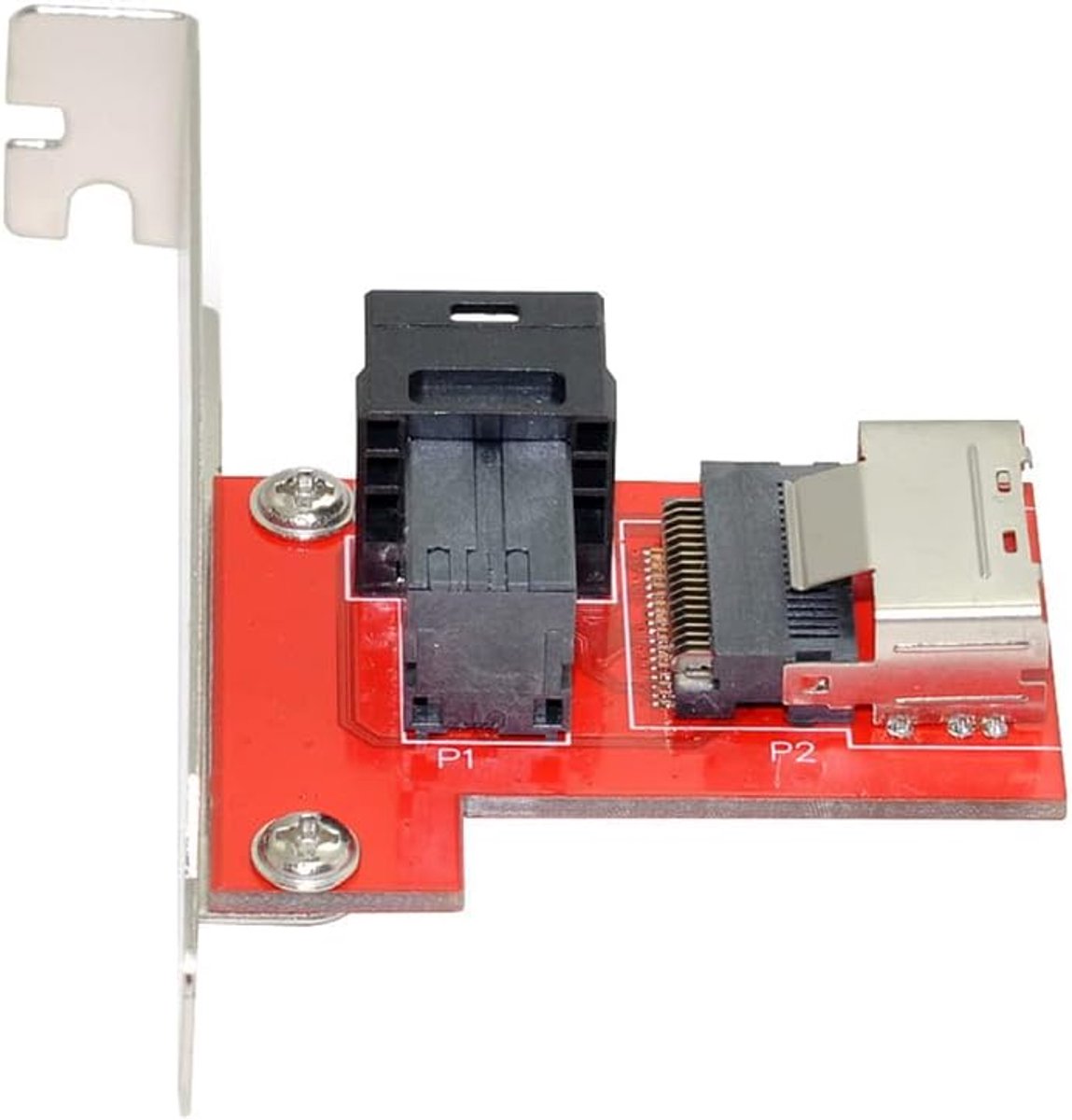 PCI-Express 4.0 Mini SAS SFF-8087 to SAS HD SFF-8643 PCBA Female Adapter with Bracket - ShopVlot