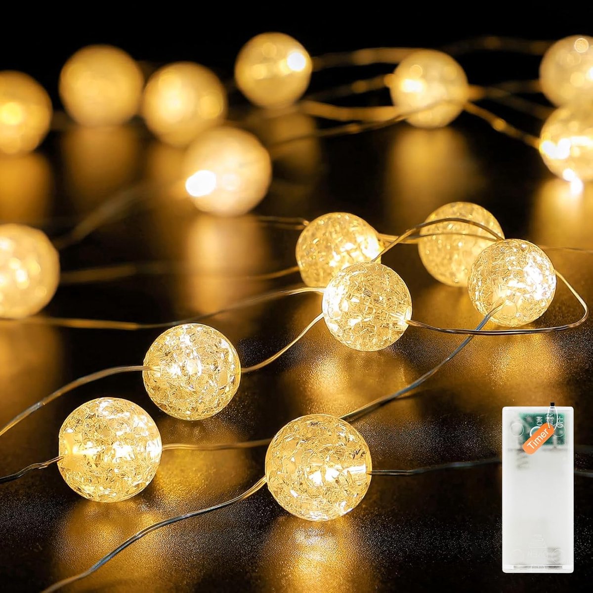 Auting Crystal Ball Lights Decorative 2 m with 20 LED Lights Battery with Timer Fairy Lights Decoration for Indoor - ShopVlot