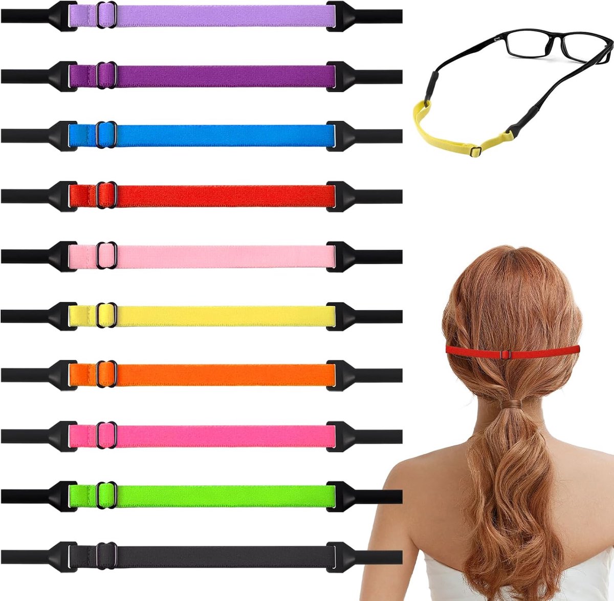 10 Pcs Glasses Straps Adjustable Glasses Bands No Tail Eyeglass Holders Around the Neck Multicolor Eyeglass Holder - ShopVlot