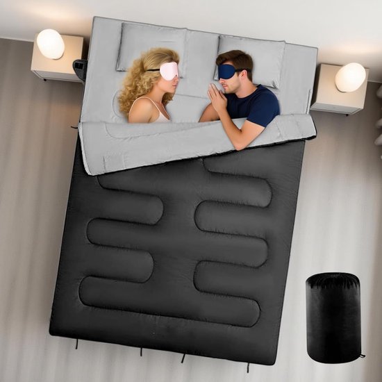 Dubbele Slaapzak - Kampeerzak - Outdoor Avontuur - Verbindbaar Systeem - 220 x 150 cm - Enkele Kleur — afbeelding 3