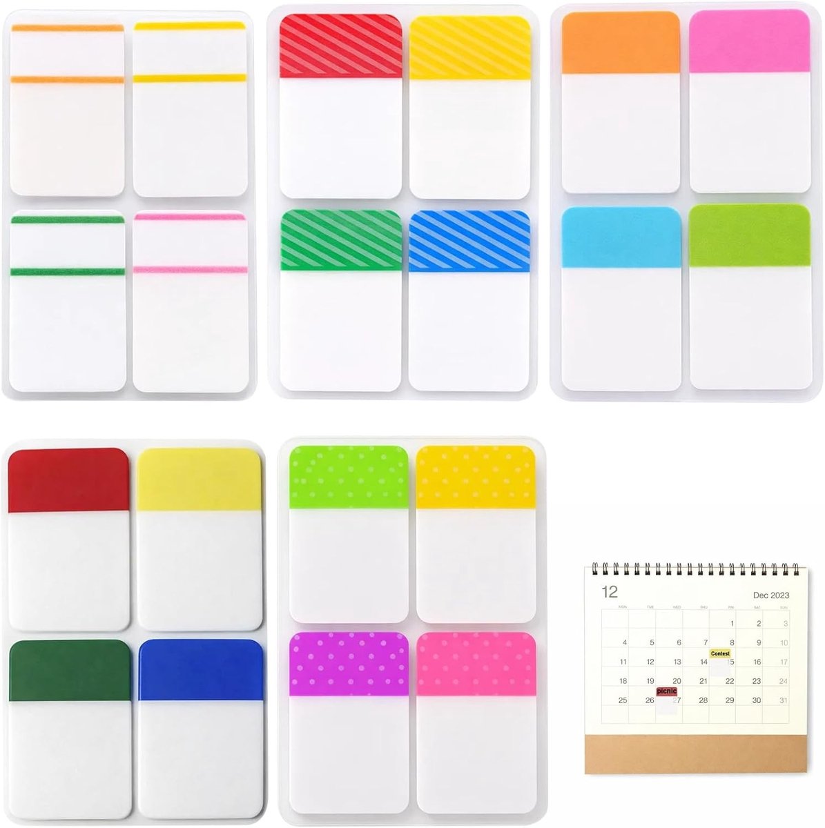 Zelfklevende bladwijzers 560 stuks, 2,5 cm, beschrijfbare sticky notes voor boeken, documenten en kantoororganisatie