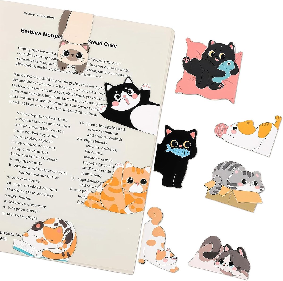 Schattige kattenmagnetische boekenleggers - 10 stuks, leuke boekclips, perfect als cadeau voor boekenliefhebbers en op Valentijnsdag