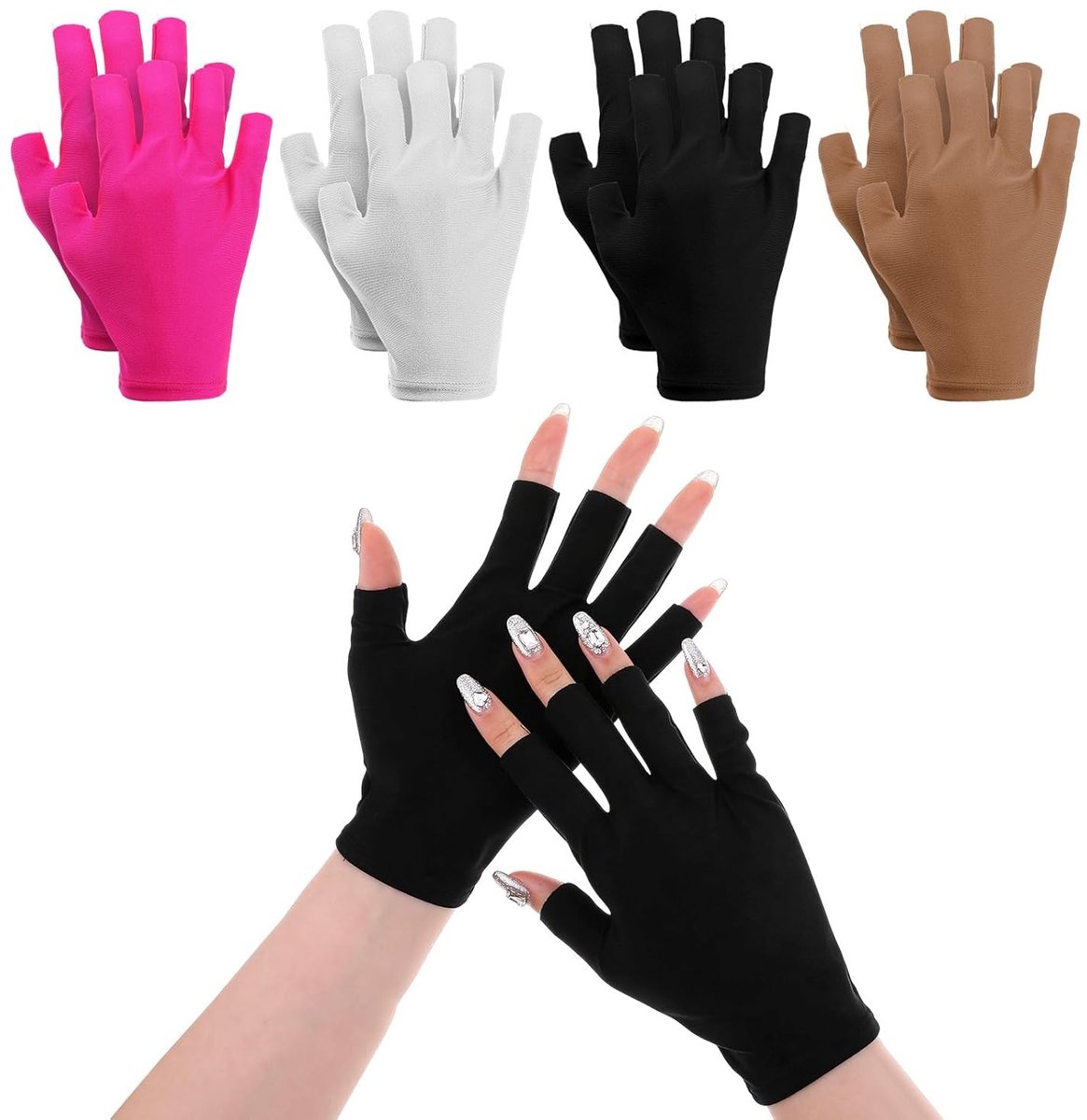 Professionele UV Beschermende Handschoenen voor Gel Manicure - 4 Paar Vingerloze Nagelhandschoenen voor Huidverzorging en Anti-UV Bescherming