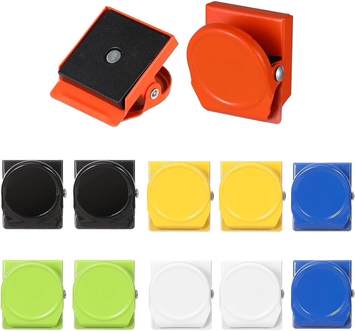 Magnetische clips set van 12 - 31 mm roestvrij staal - 6 kleuren voor sterke hechting - ShopVlot