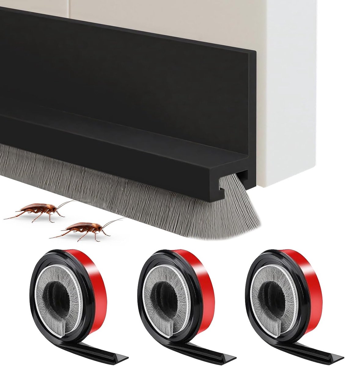 Deurborstelafdichting 100 x 3 cm - Siliconen - Zelfklevend - Stofbescherming voor deuren en ramen - ShopVlot