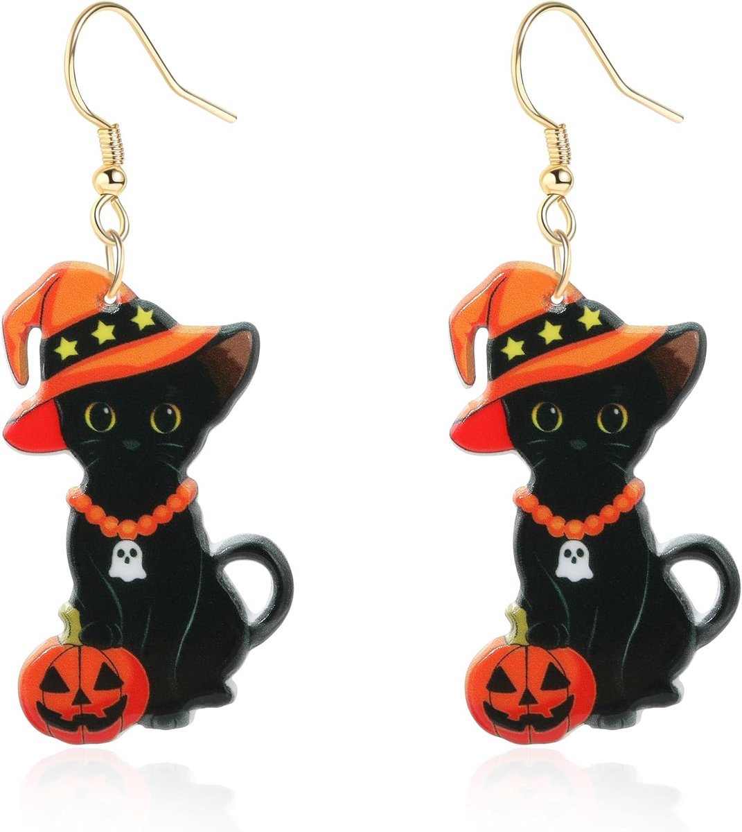 Halloween oorbellen dames - grappige heksenmotieven - kat, geest en pompoen - perfect voor feestjes - ShopVlot