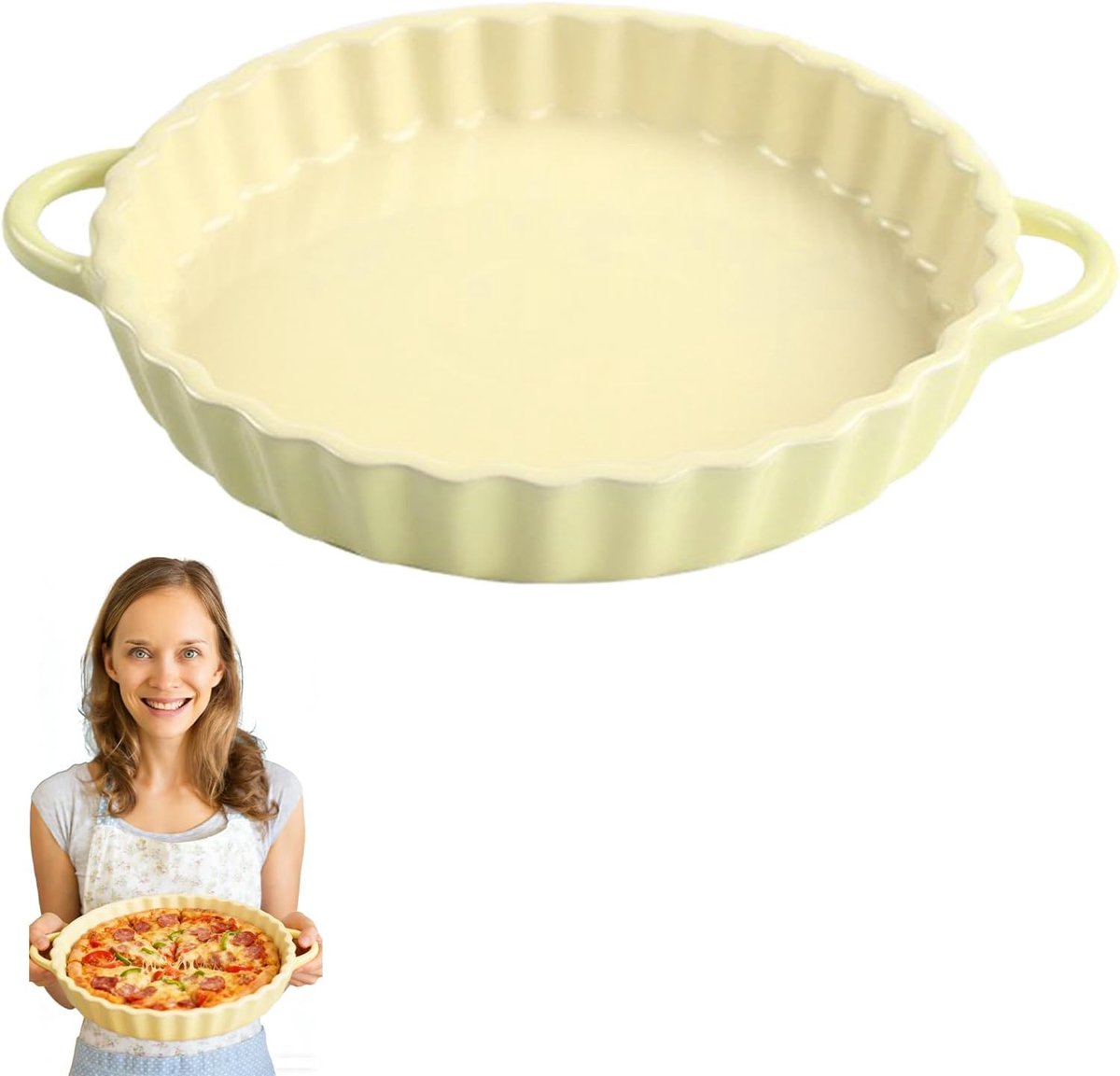 Tartletvorm met dubbele handvatten - 800 ml - keramisch - ideaal voor quiches en taarten - ShopVlot