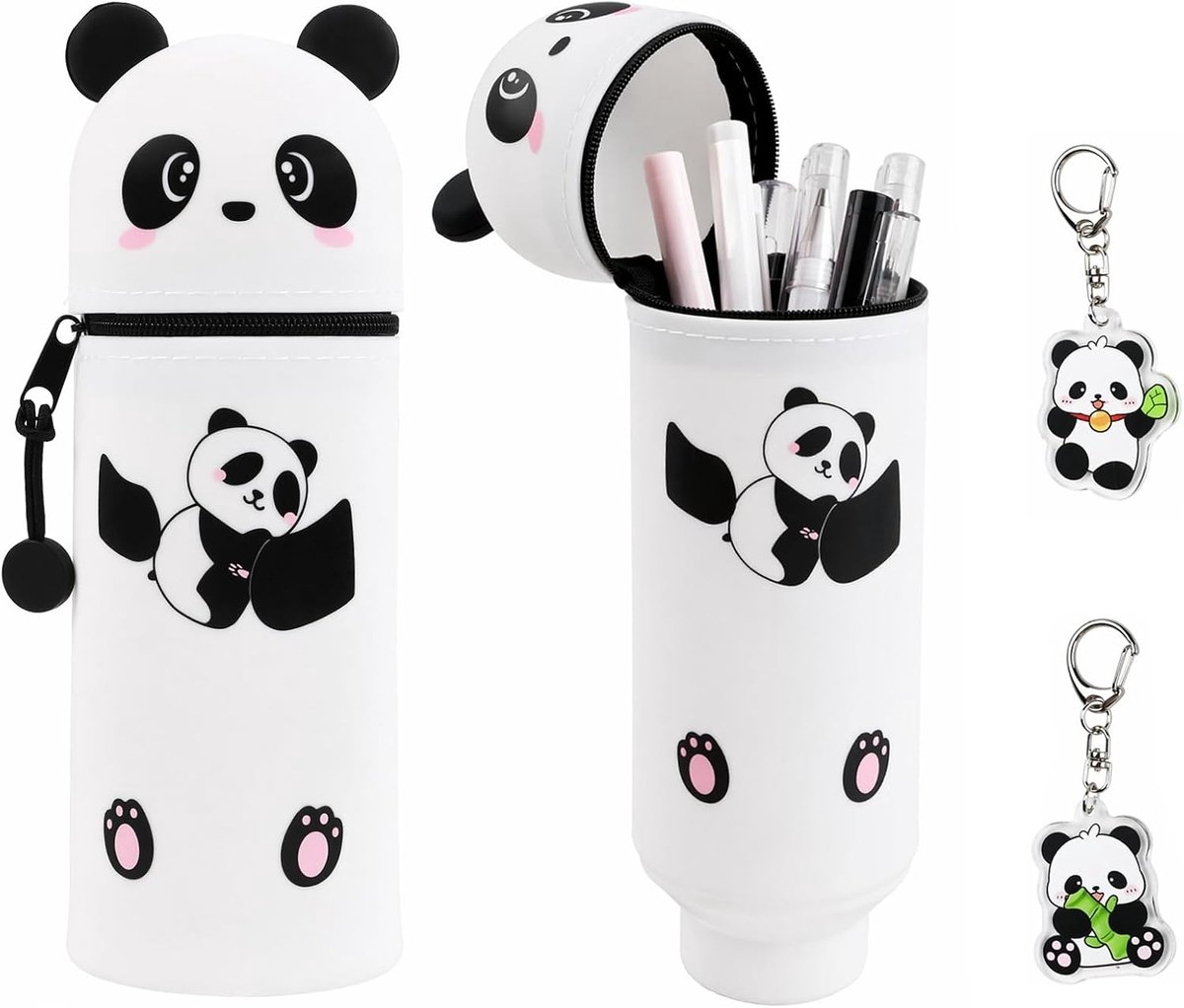 Pennenetui 2-in-1 - Panda - Zachte siliconen - Perfect voor school en kantoor - ShopVlot