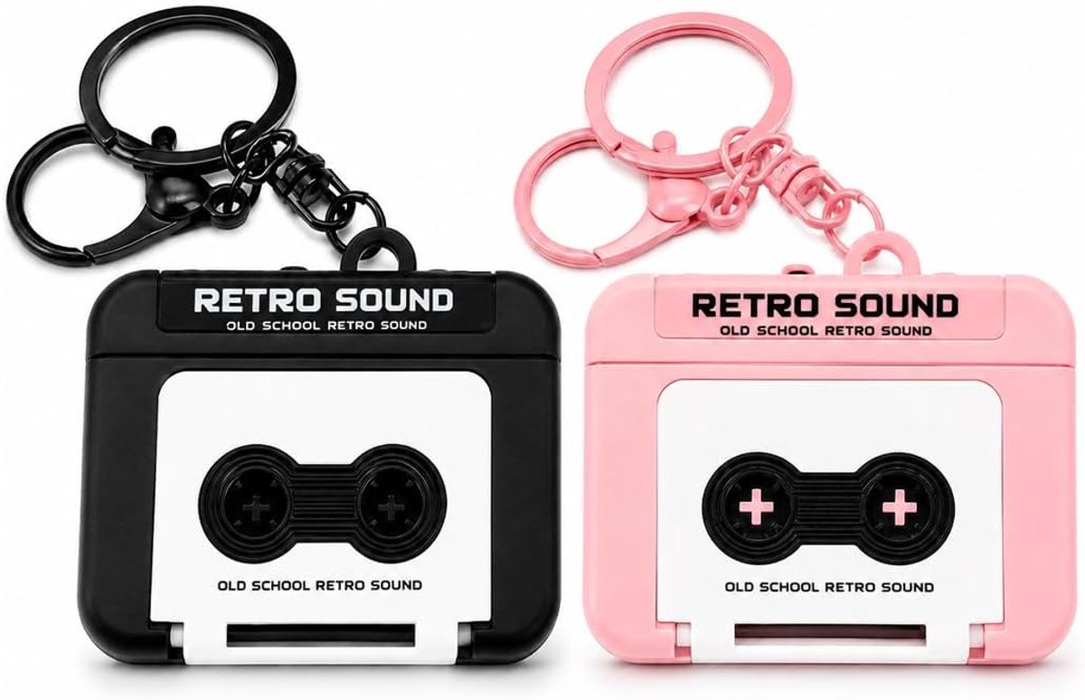 Mini-cassetterecorder sleutelhanger - retro design - met ingebouwde luidspreker - ideaal voor tassen - ShopVlot