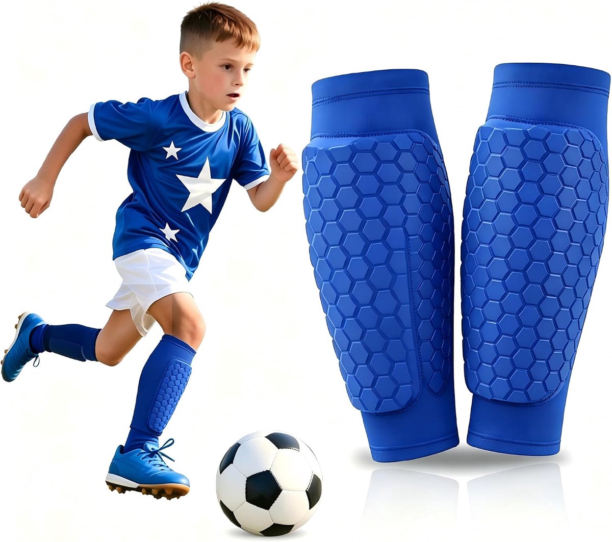 Voetbalschouderbeschermers S - Blauw - Anti-slip - Ideaal voor kinderen en volwassenen - ShopVlot