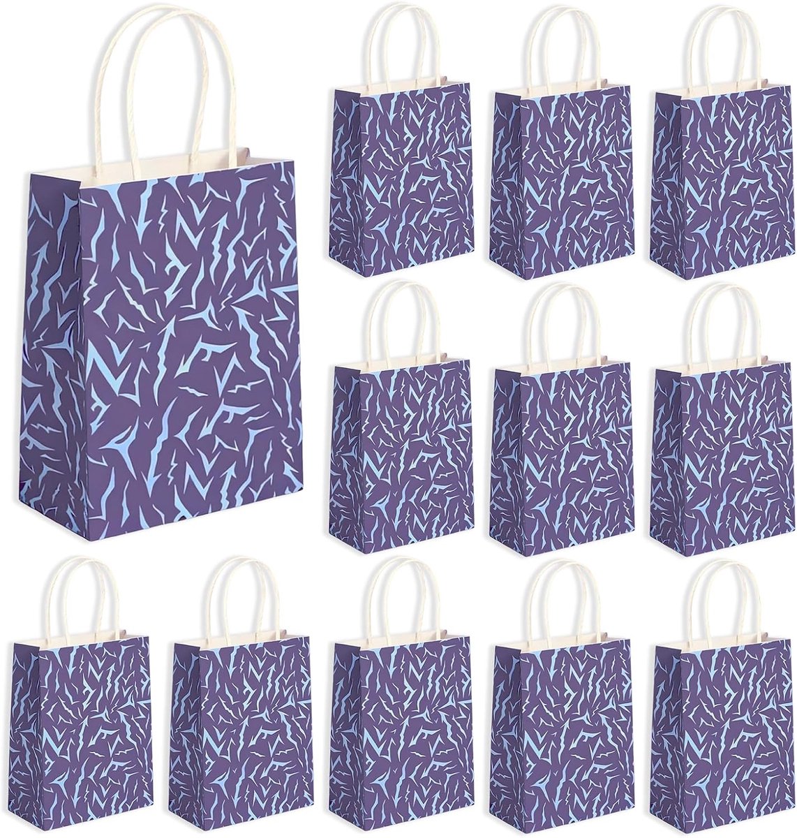 Cadeauzakjes 12 stuks - paars demon-energiepatroon - stevig papier - ideaal voor kinderverjaardag - ShopVlot