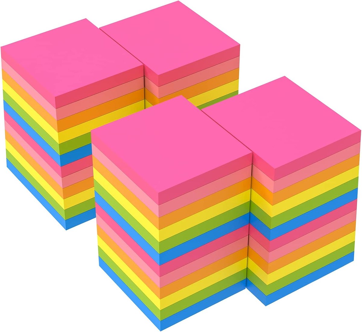 Sticky notes 76 x 76 mm - 48 pads - 6 felle kleuren - ideaal voor herinneringen - ShopVlot
