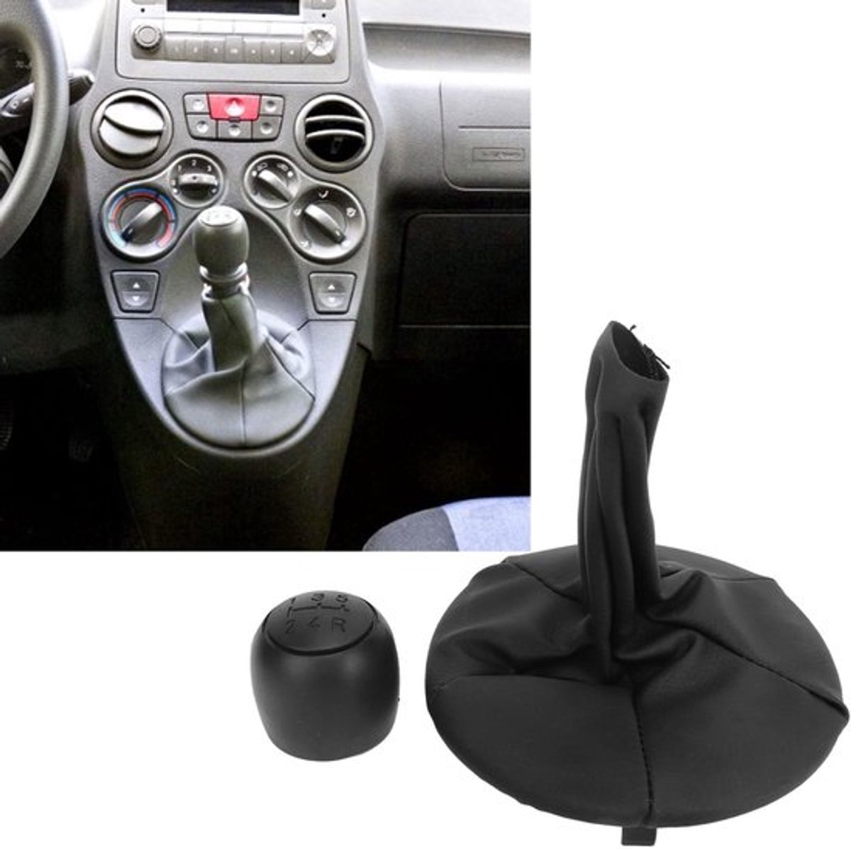 Auto-interieur Handgeschakelde 5-versnellingsbak Pookknopkop met Hoes voor Kofferruimte 71775051 Vervanging voor Panda 2003‑2012