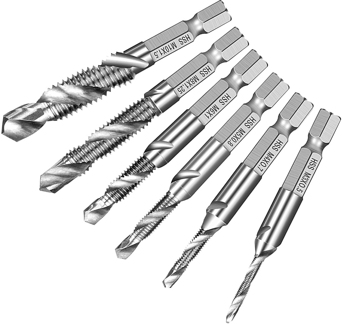 Combi-schroefdraadsnijbit set M3-M10 - HSS-staal - zeskantige schacht - ideaal voor metaal en hout - ShopVlot