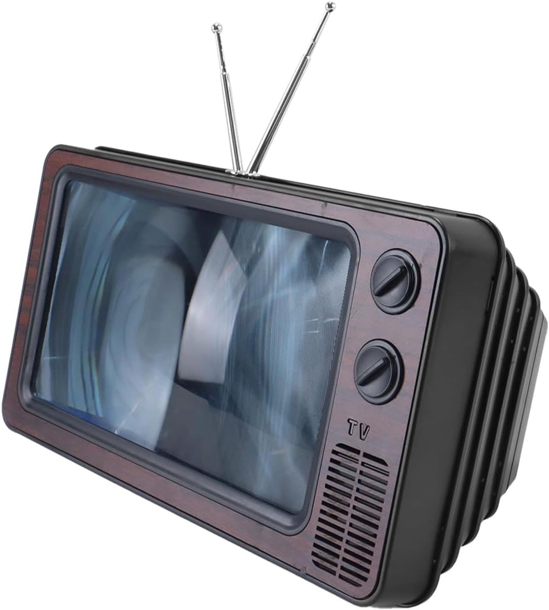 Schermversterker 12 inch - retro tv-ontwerp - bruin hout - verbeterde kijkervaring - ShopVlot