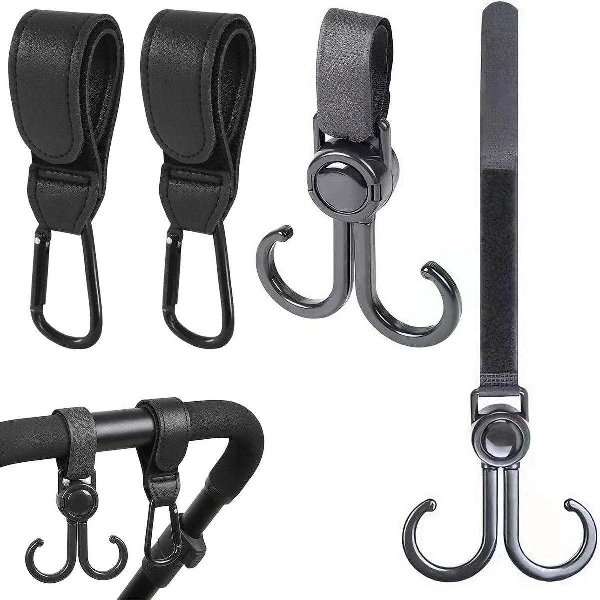 Pram Hooks Set 4 Stuks - Robuuste ABS Materialen - Met Carabiners - Ideaal voor Diaper Bag - ShopVlot