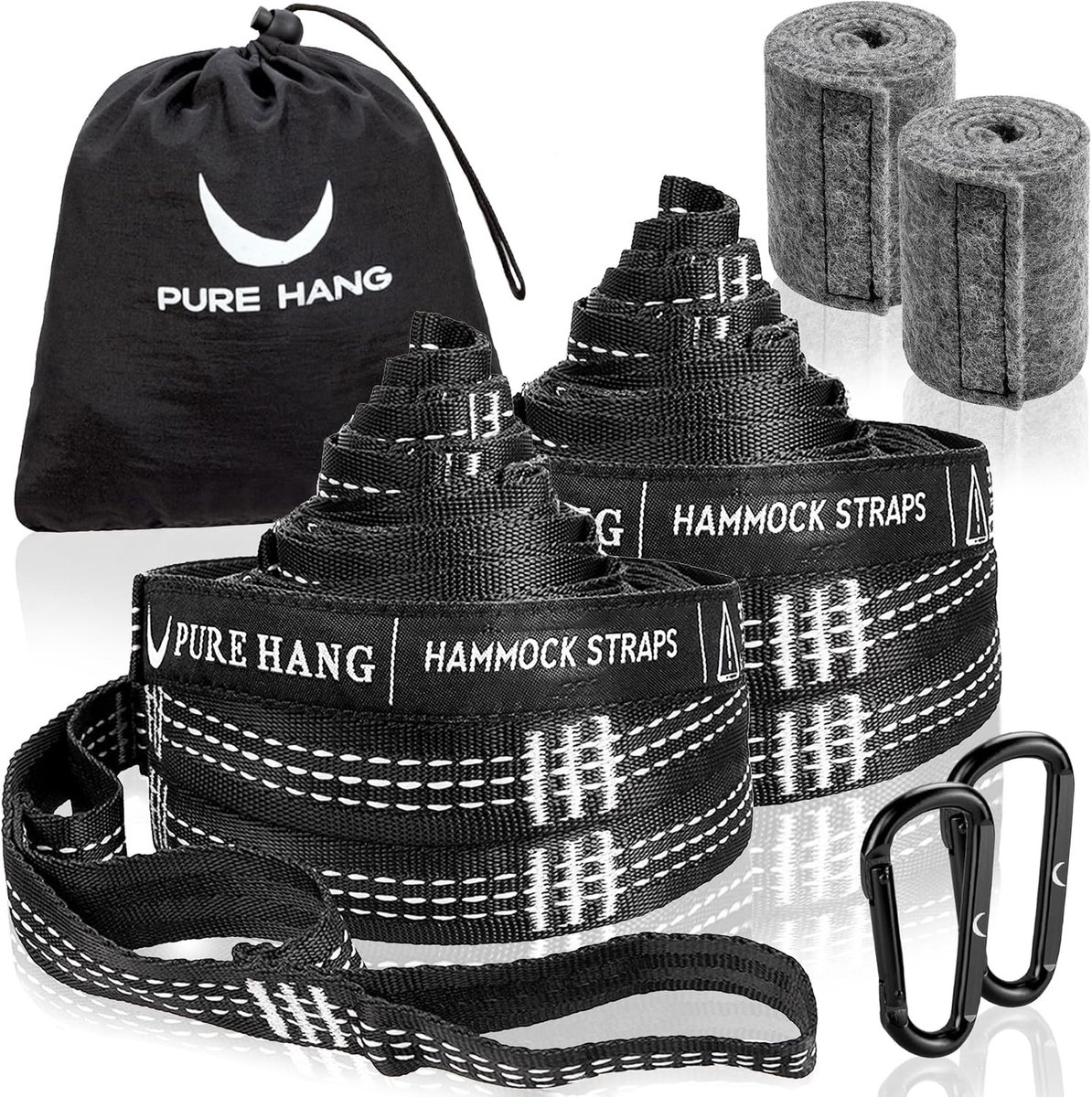 Hangmat bevestigingsset - Groen - 3 m - PP-riemen van 100% no-stretch polyester - Voor Outdoor en Camping
