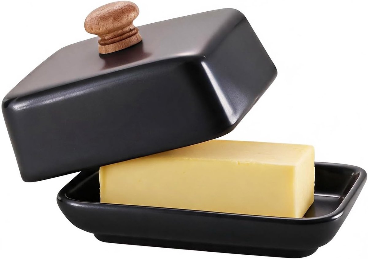 Botervloot keramiek 250 g - porselein met deksel - vaatwasmachinebestendig - ideaal voor dagelijks gebruik - ShopVlot
