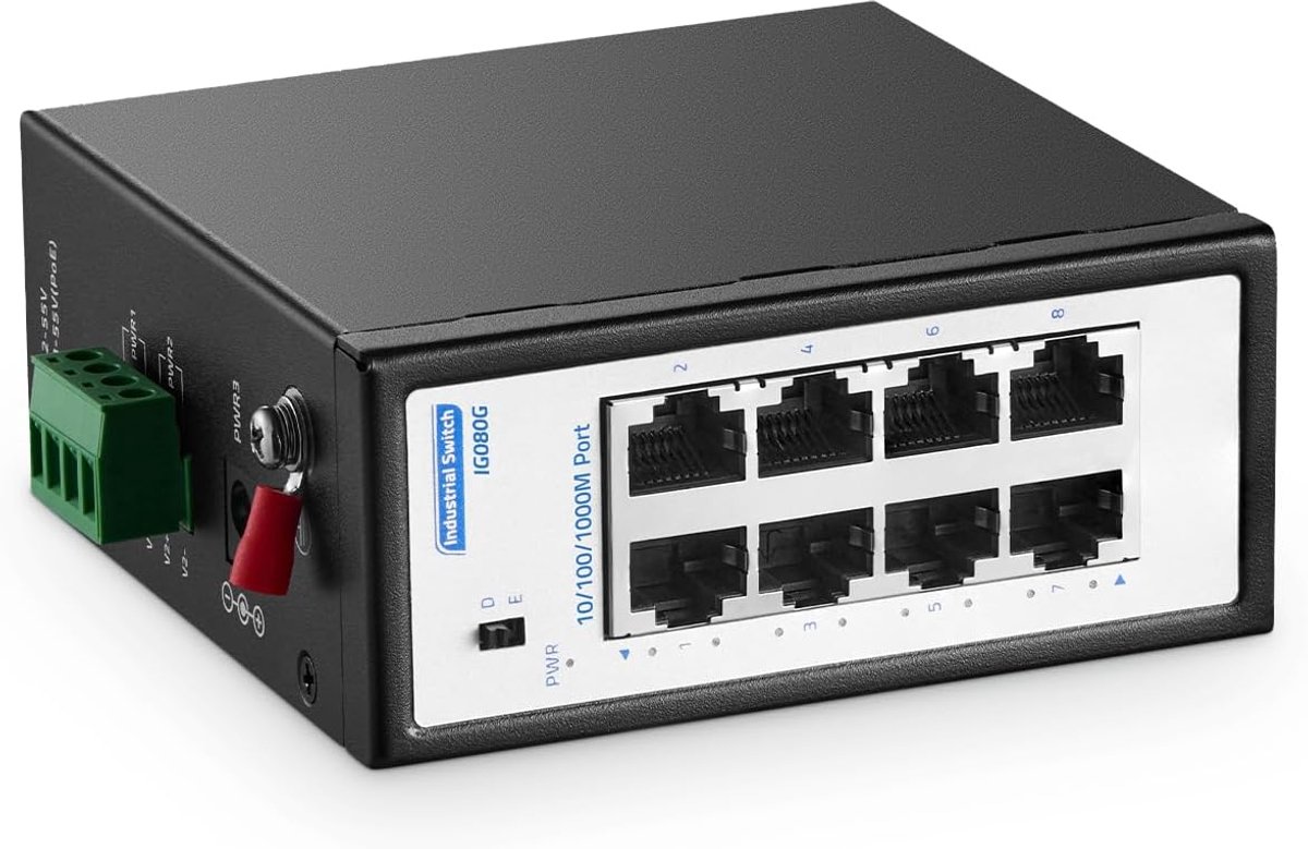 8-poorts gigabit industriële switch - robuust ontwerp - hoge snelheid - ideaal voor netwerken - ShopVlot