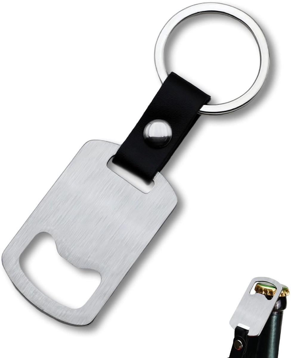 RVS Sleutelhanger Flesopener voor Bier, Leuk Cadeau voor Verjaardag, Feestjes en Buitenactiviteiten