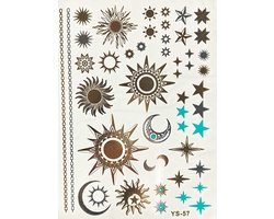 Glaryyears Gold And Silver Metallic Tattoos Sun Tattoo Star Tattoo Flash Tattoos Fake Tattoos No. 290 - ShopVlot