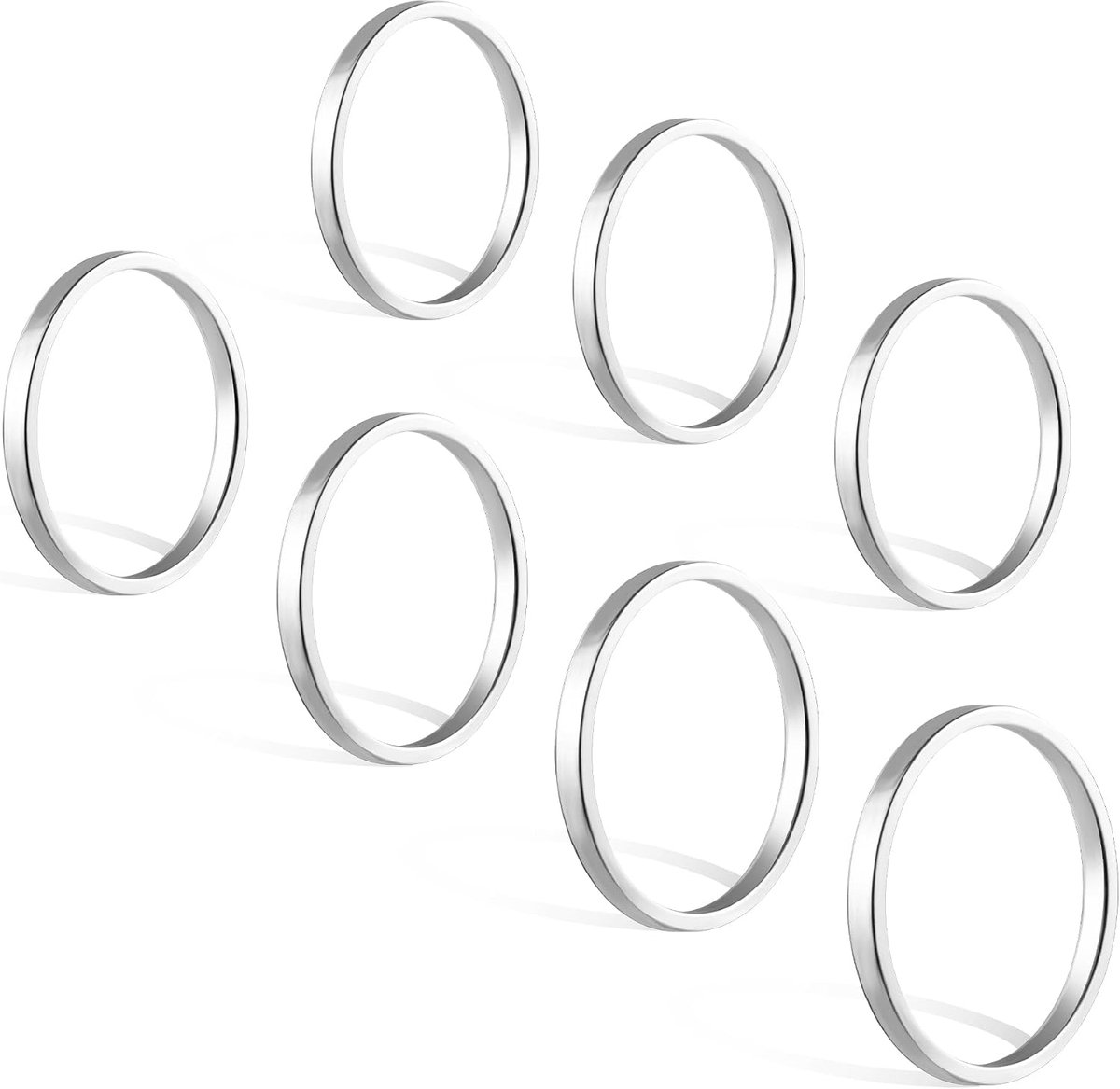 ALEXCRAFT 7 Piece Silver Rings Set for Women Men Stainless Steel Knuckle Rings Stackable Ring Midi Rings Minimalist - ShopVlot