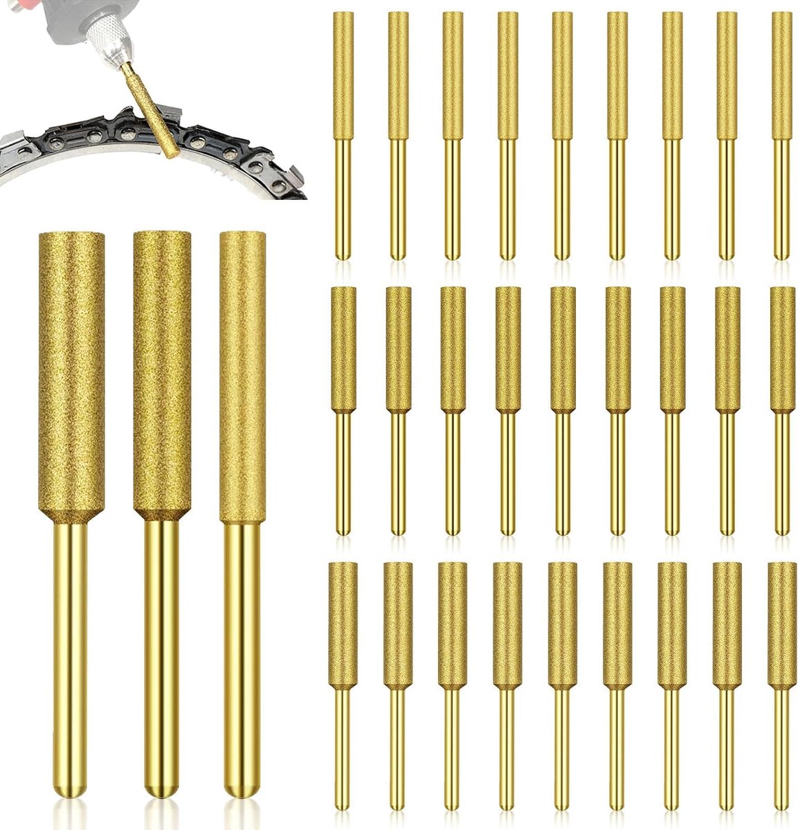 30pcs Diamond Chainsaw Sharpener, 3 Sizes (4/4.8/5.5mm), High Hardness Grinding Tools for Chainsaw Blades, Grinding - ShopVlot