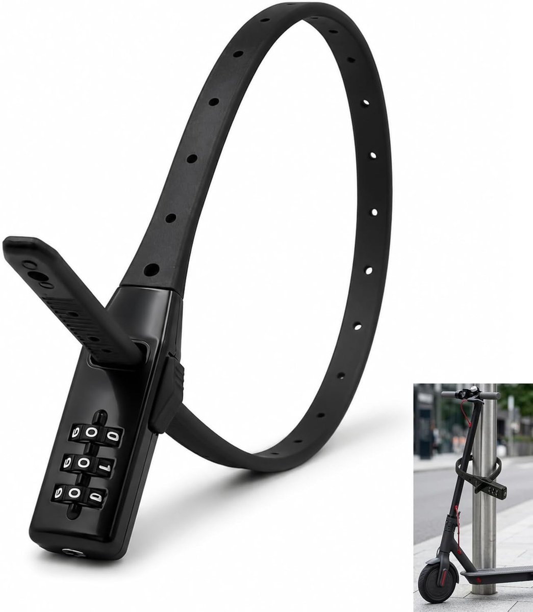 Anti-diefstal fietshelm, kabelklem met combinatie, ultralicht, 53 cm, voor fiets, scooter, codeslot, 3-cijferig, type - ShopVlot
